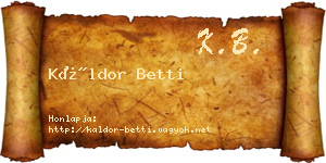 Káldor Betti névjegykártya